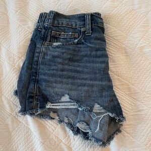 AERIE ~ Daydream Denim Short ~ dark wash jean shorts, elastic waist size XS